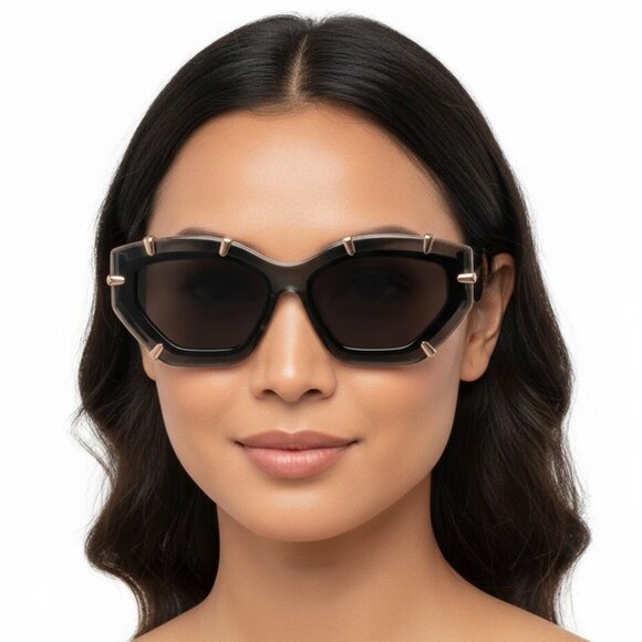 Philipp Plein Womens Cat Eye Grey Grey Smoke Fashion Designer Eyewear